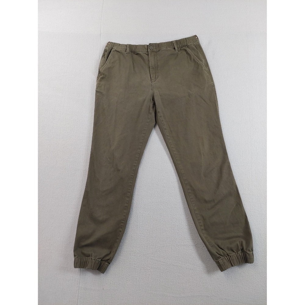 Eubi Women Joggers Pants L Olive Green Tapered Leg Stretch High Rise Comfort
